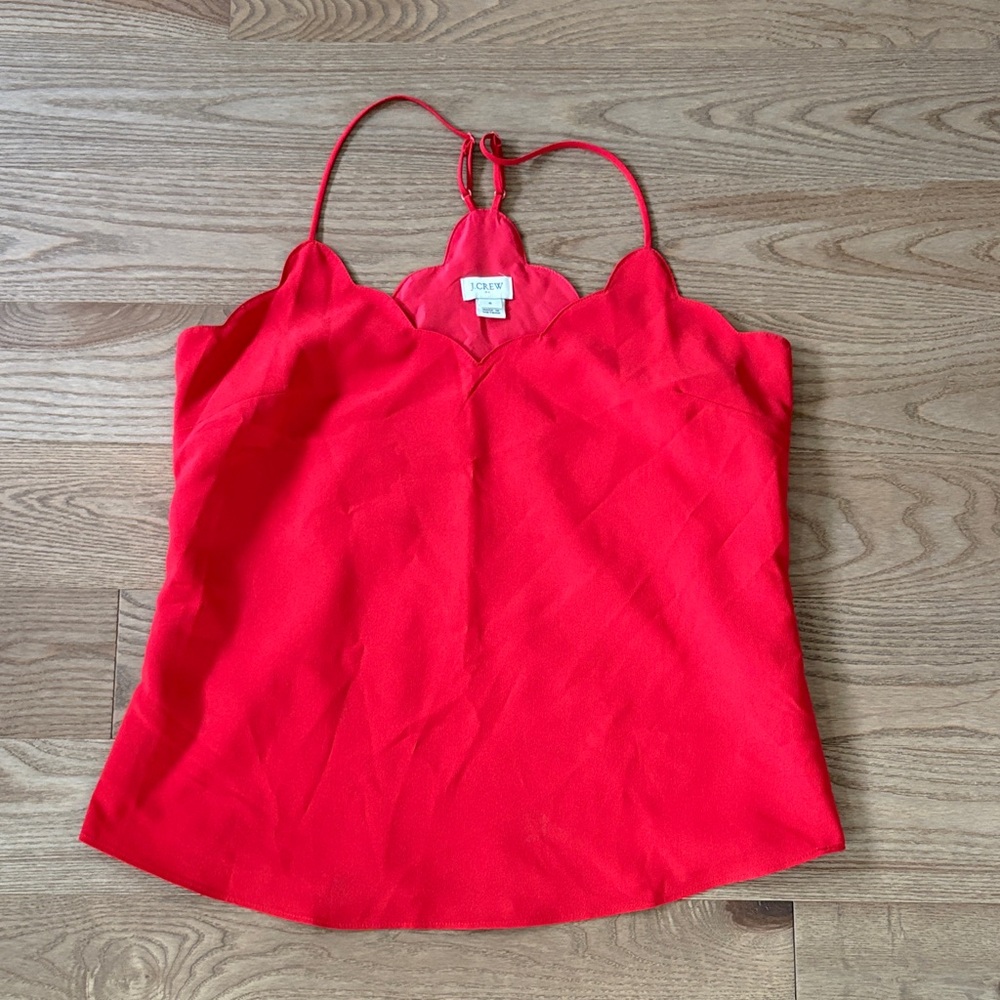 J. Crew Factory Red Scalloped Camisole